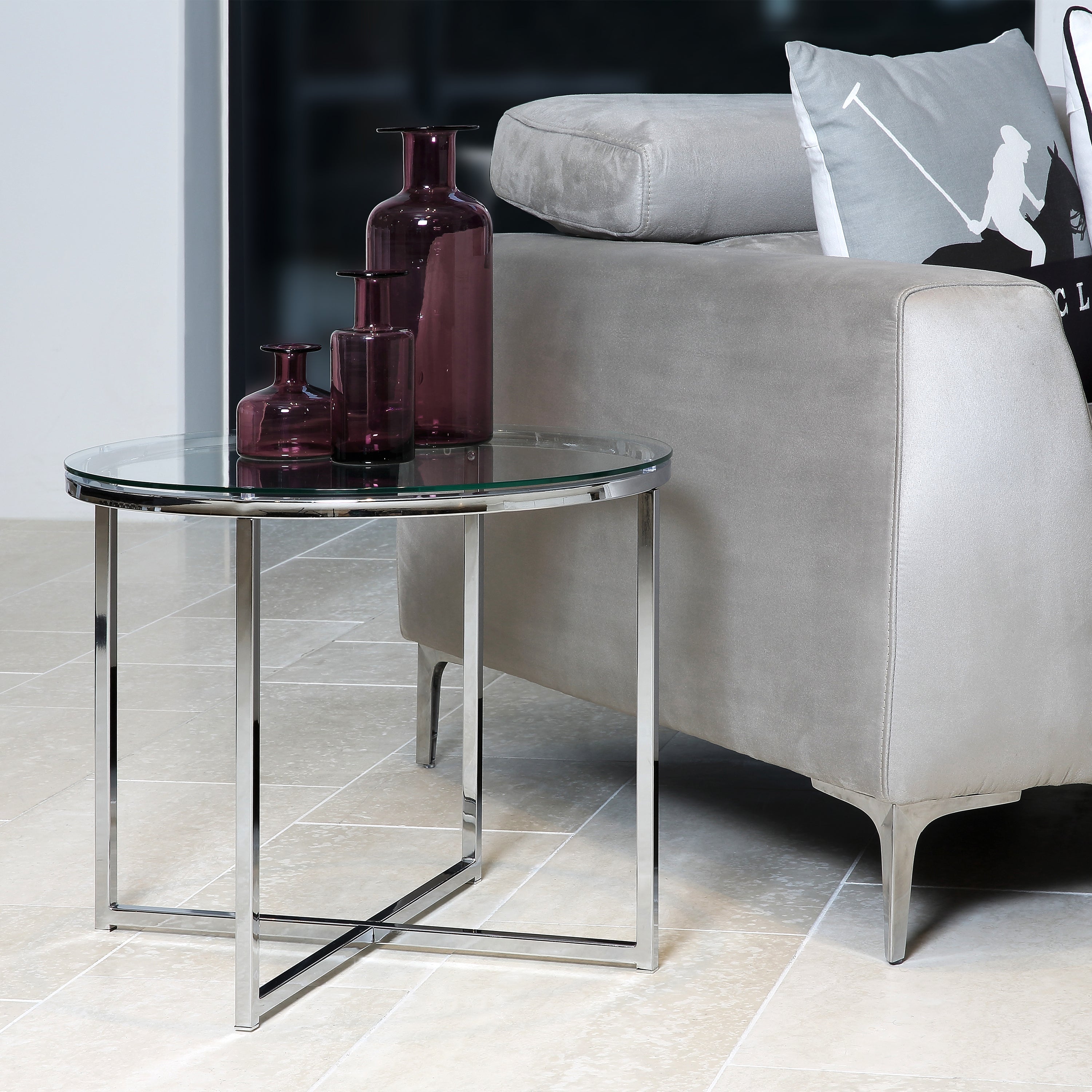 Cross Round Metal Side Table
