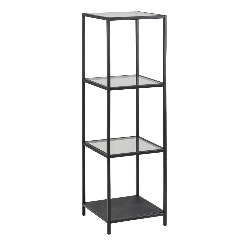 Seaford Narrow Black Metal Bookcase with 3 Shelves