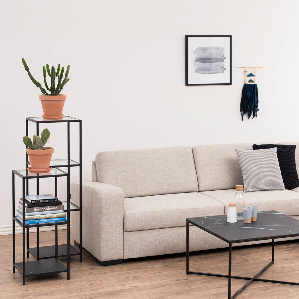 Seaford Narrow Black Metal Bookcase with 3 Shelves