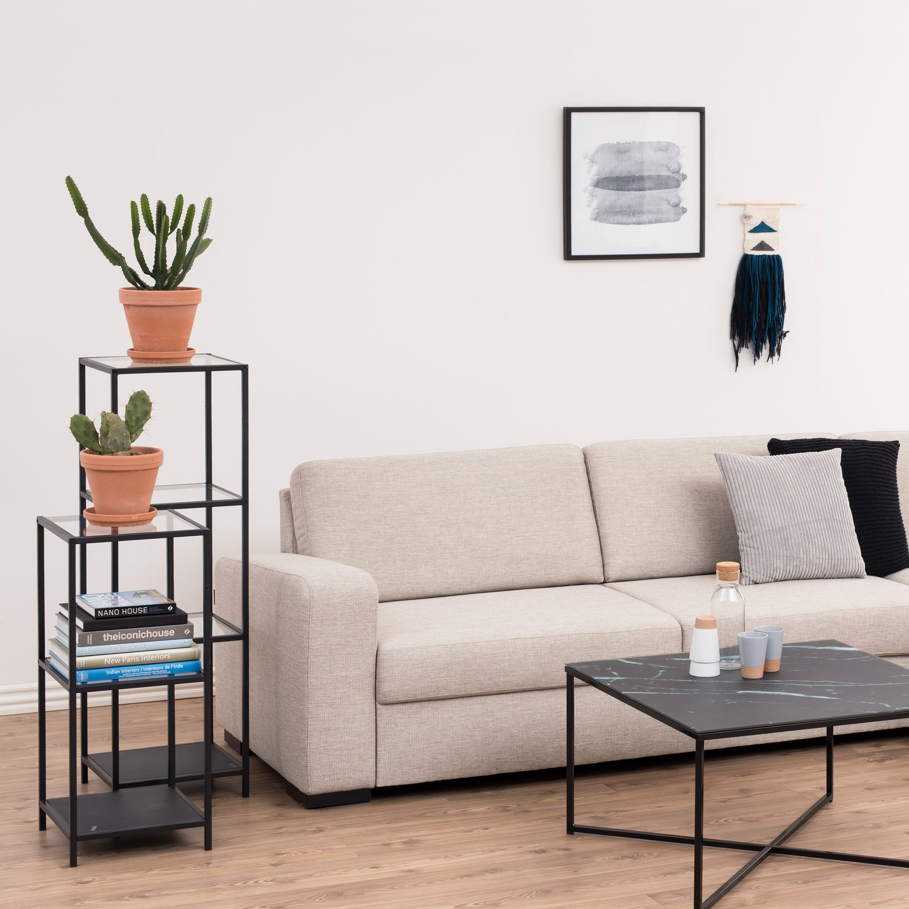 Seaford Narrow Black Metal Bookcase with 3 Shelves