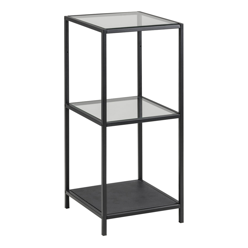 Seaford Narrow Black Metal Bookcase with 2 Shelves