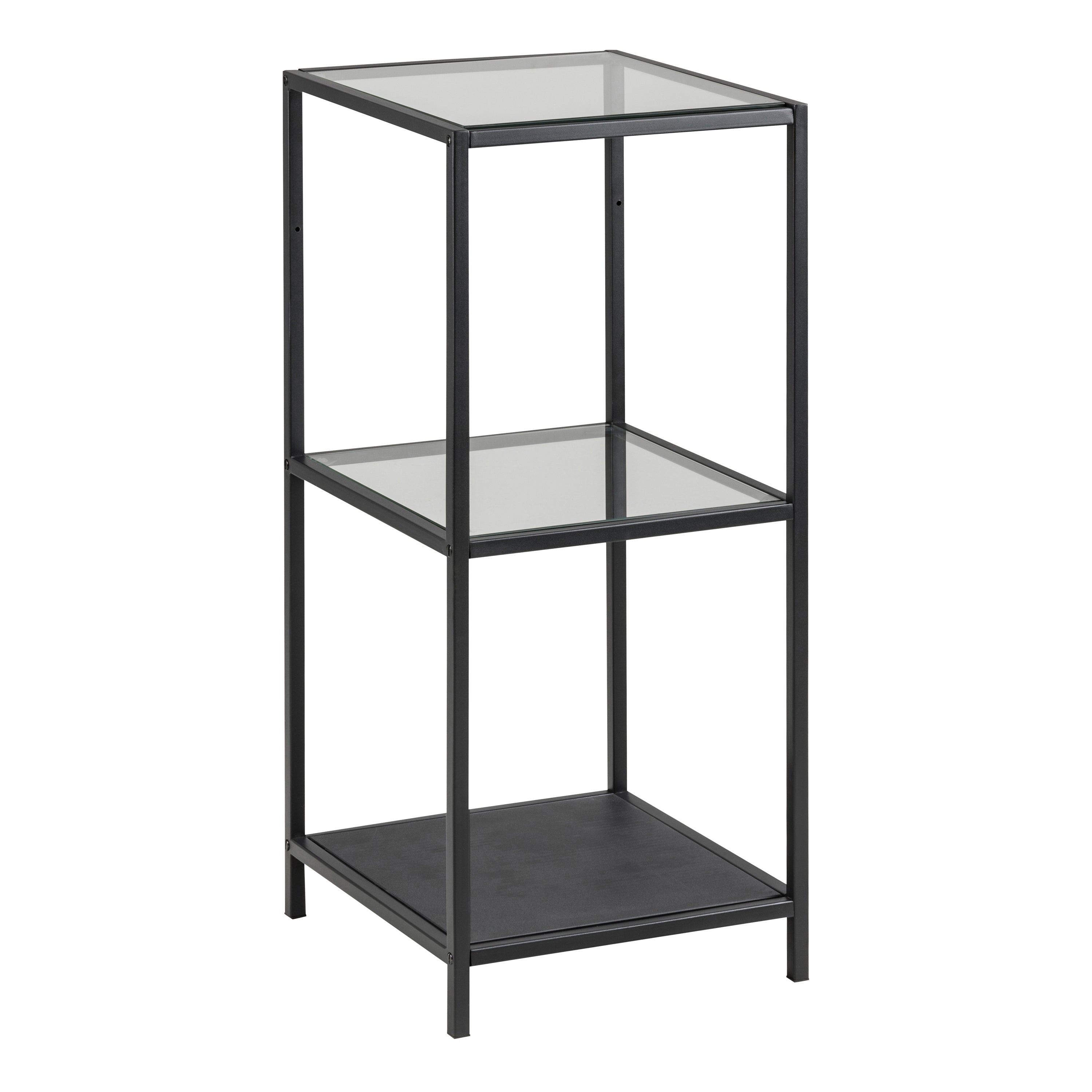 Seaford Narrow Black Metal Bookcase with 2 Shelves