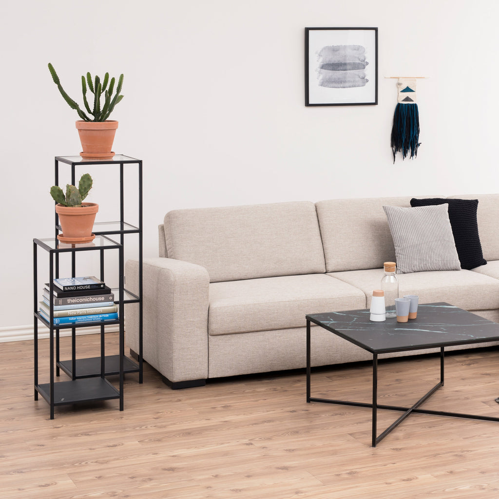 Seaford Narrow Black Metal Bookcase with 2 Shelves