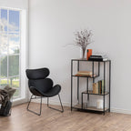 Seaford Black Metal Asymmetrical Bookcase with 3 Shelves