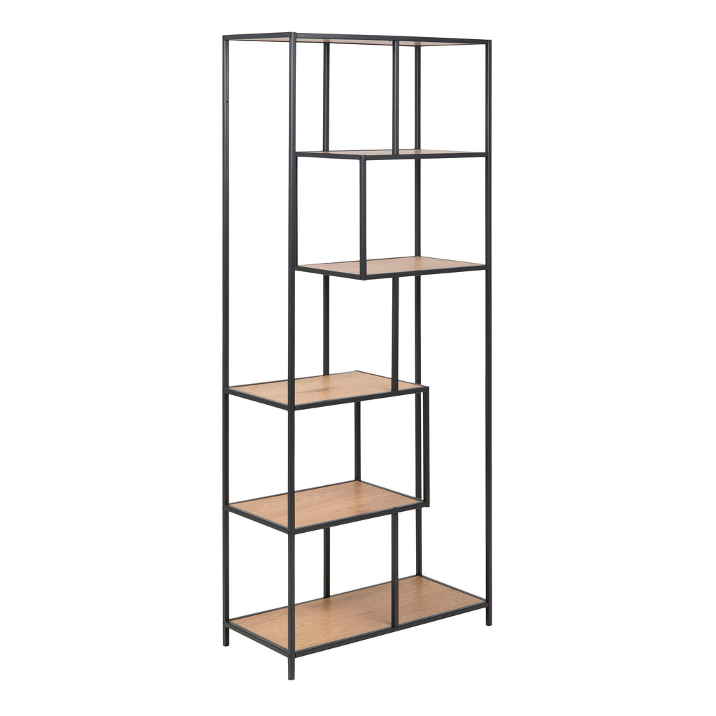 Seaford Tall Black Metal Bookcase with 5 Shelves
