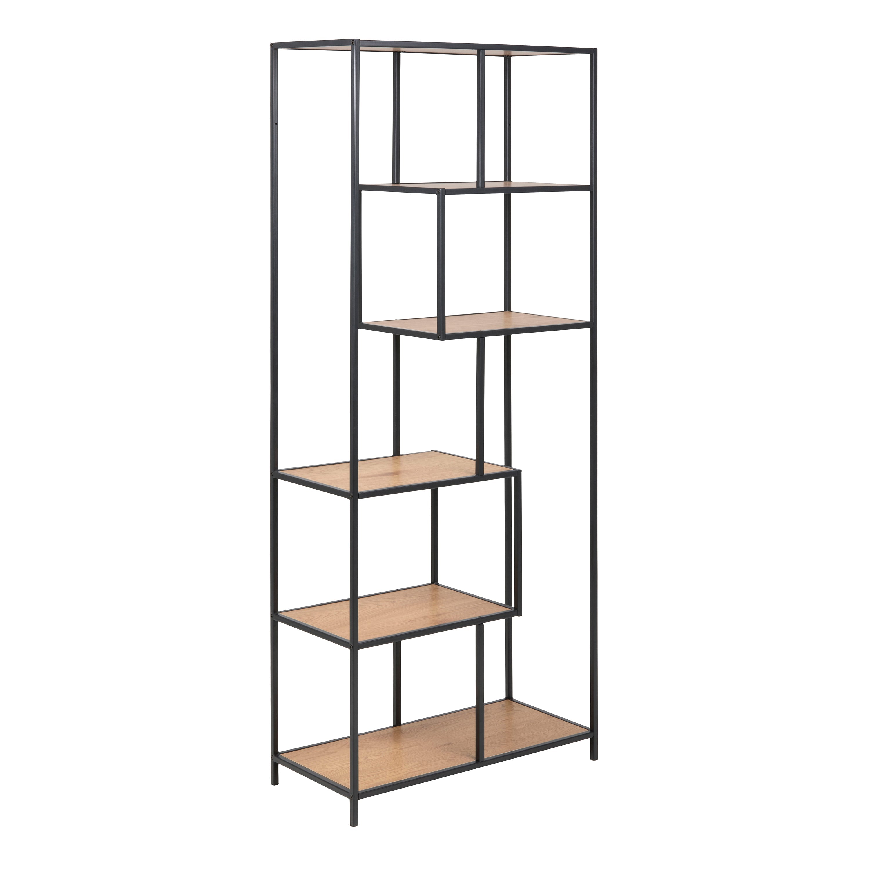 Seaford Tall Black Metal Bookcase with 5 Shelves