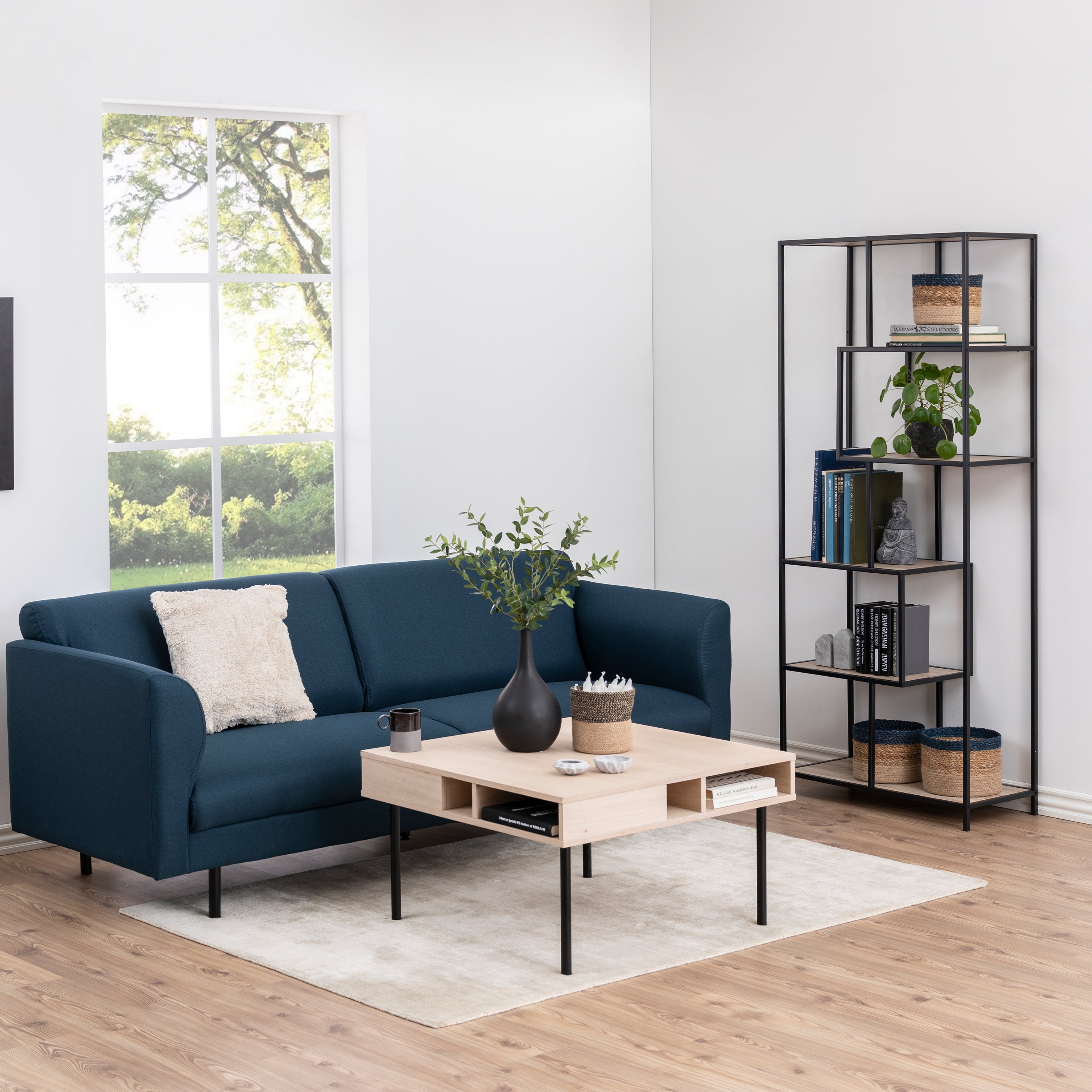 Seaford Tall Black Metal Bookcase with 5 Shelves