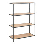 Seaford Black Metal Low Bookcase with 3 Oak Shelves