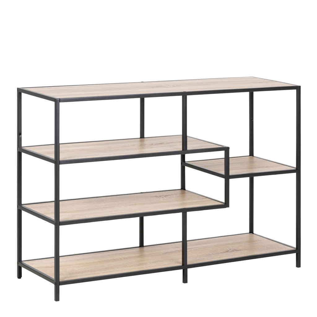 Seaford Wide Black Metal Bookcase with 4 Shelves