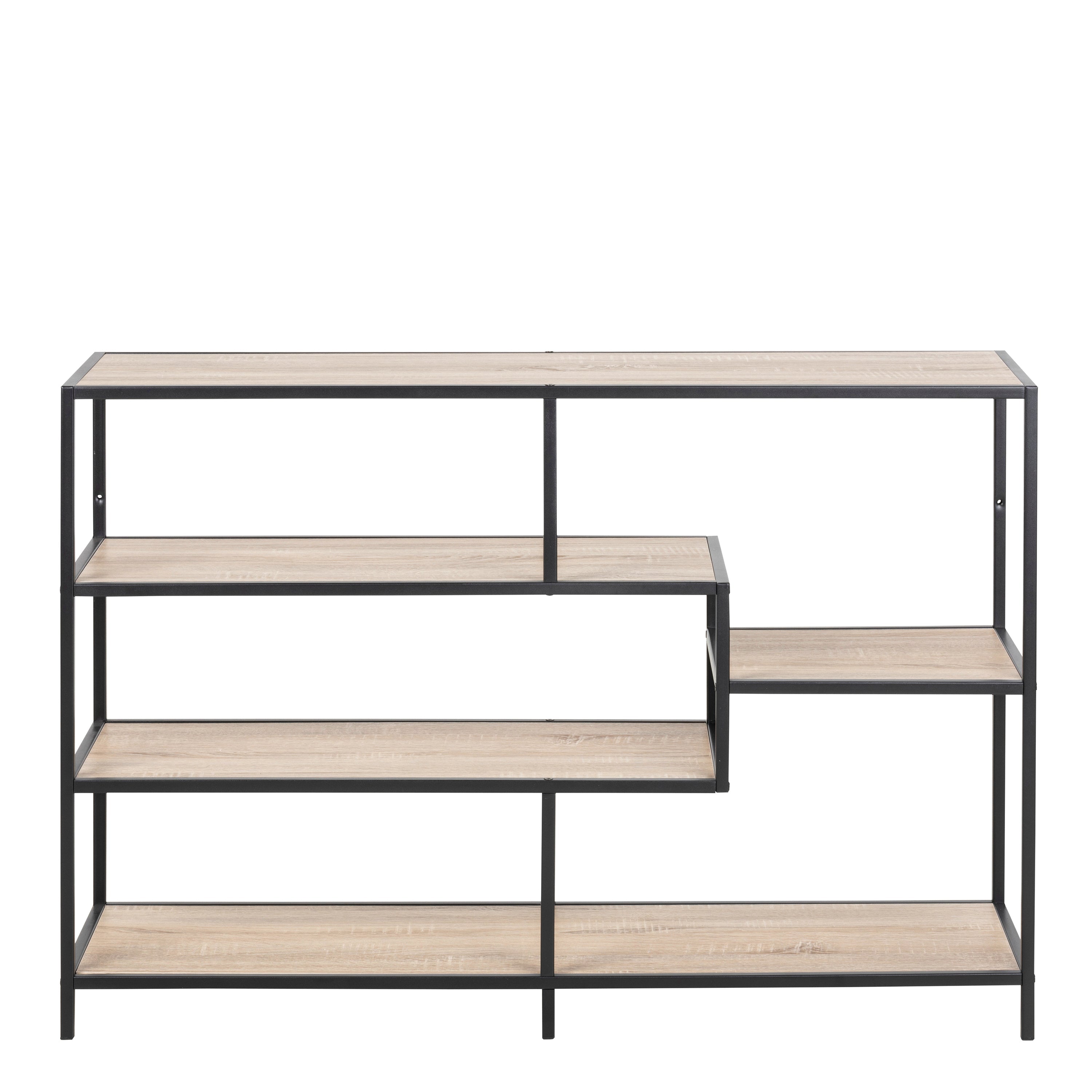 Seaford Wide Black Metal Bookcase with 4 Shelves