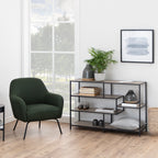 Seaford Wide Black Metal Bookcase with 4 Shelves
