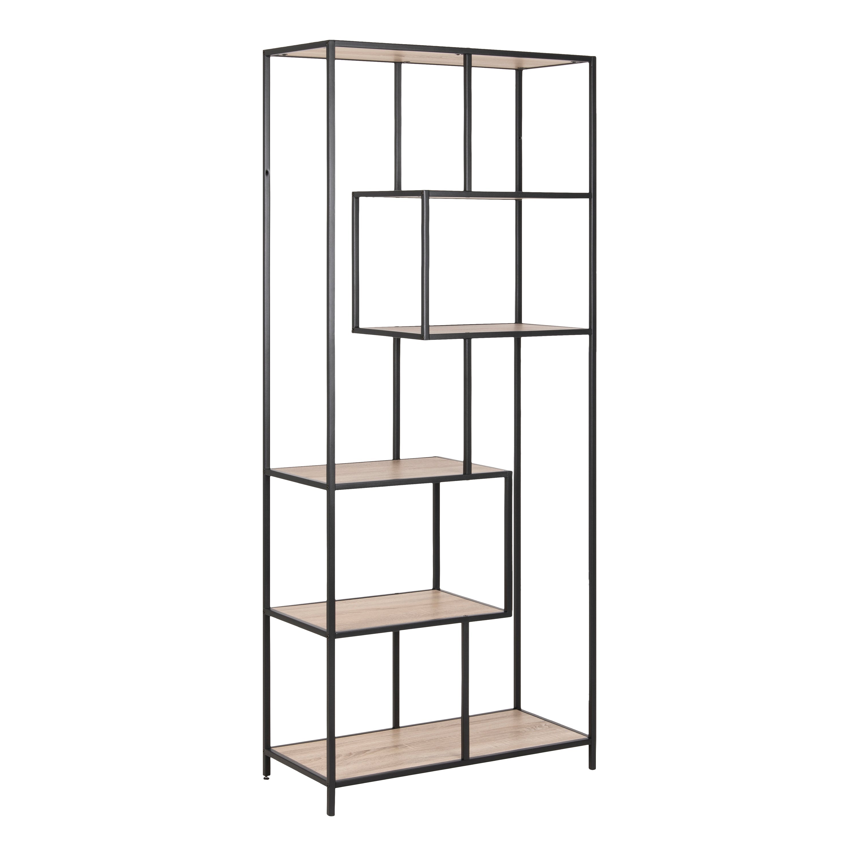 Seaford Tall Black Metal Bookcase with 5 Shelves