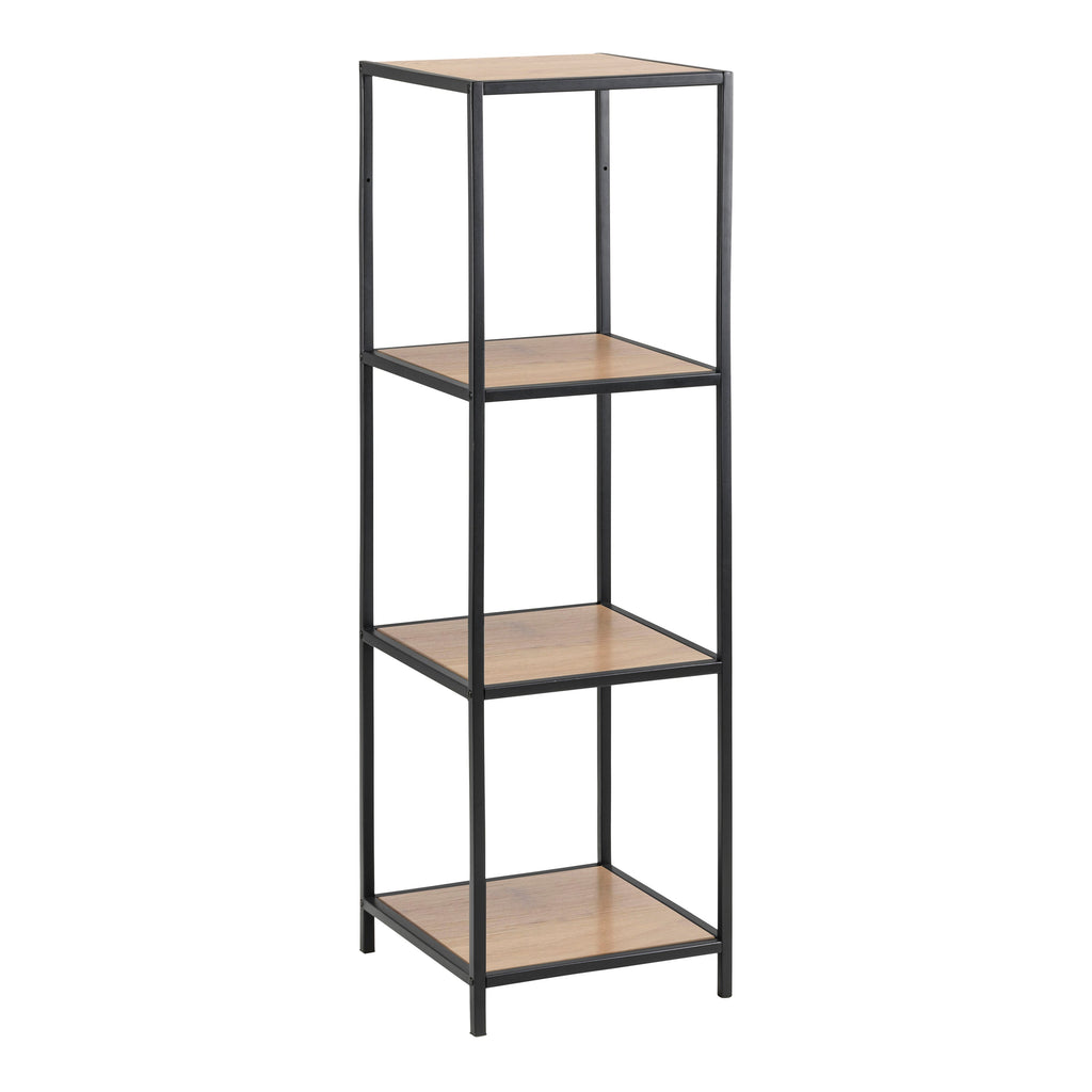 Seaford Narrow Black Metal Bookcase with 3 Shelves