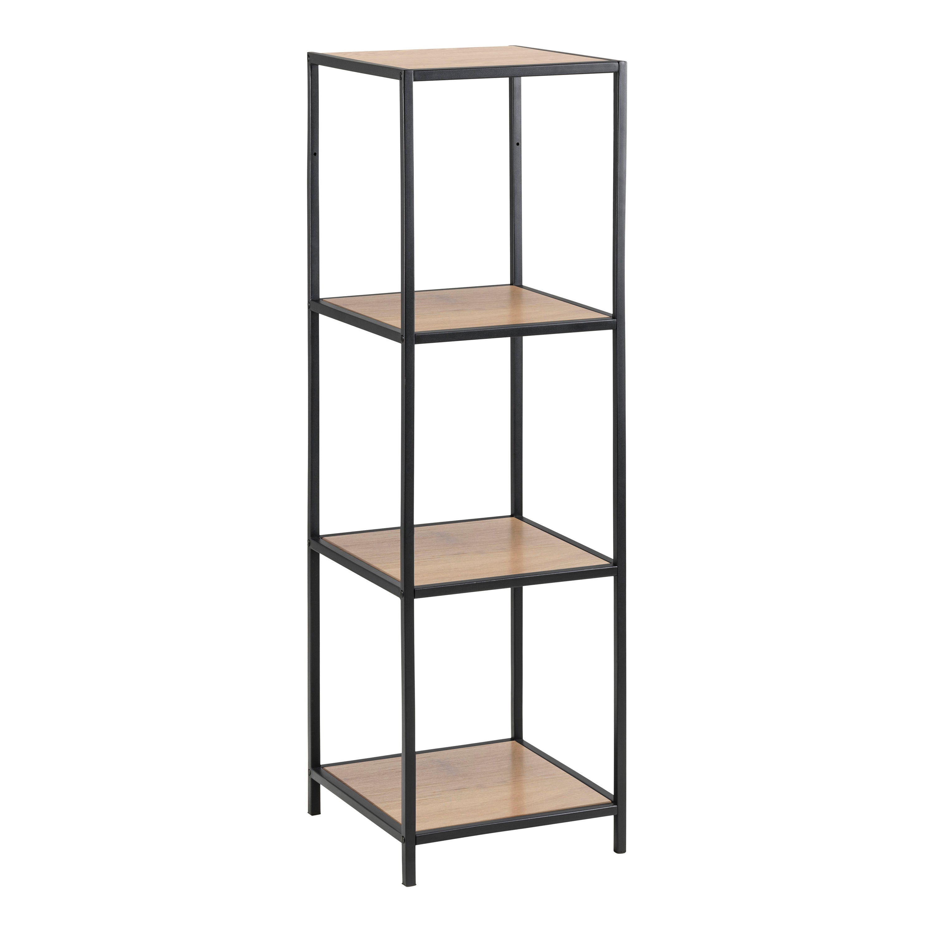 Seaford Narrow Black Metal Bookcase with 3 Shelves