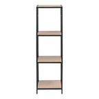 Seaford Narrow Black Metal Bookcase with 3 Shelves
