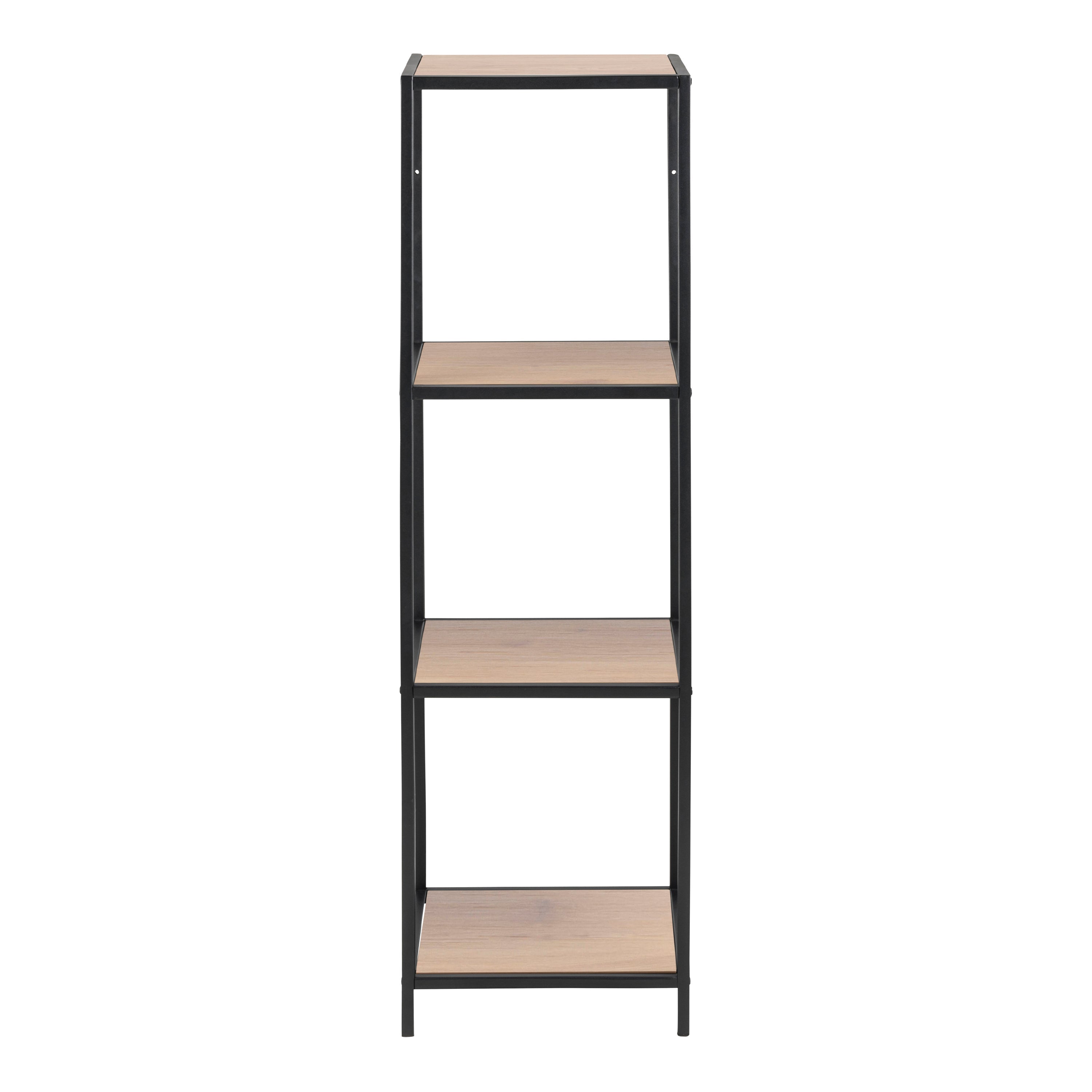Seaford Narrow Black Metal Bookcase with 3 Shelves