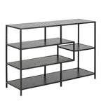 Seaford Wide Black Metal Bookcase with 4 Black Oak Shelves