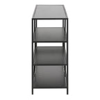 Seaford Wide Black Metal Bookcase with 4 Black Oak Shelves