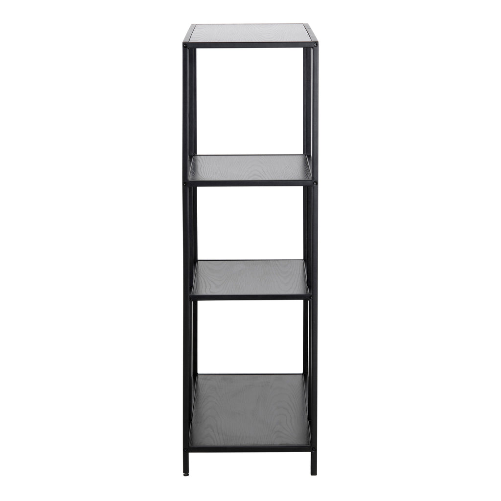 Seaford Black Metal Asymmetrical Bookcase with 3 Shelves