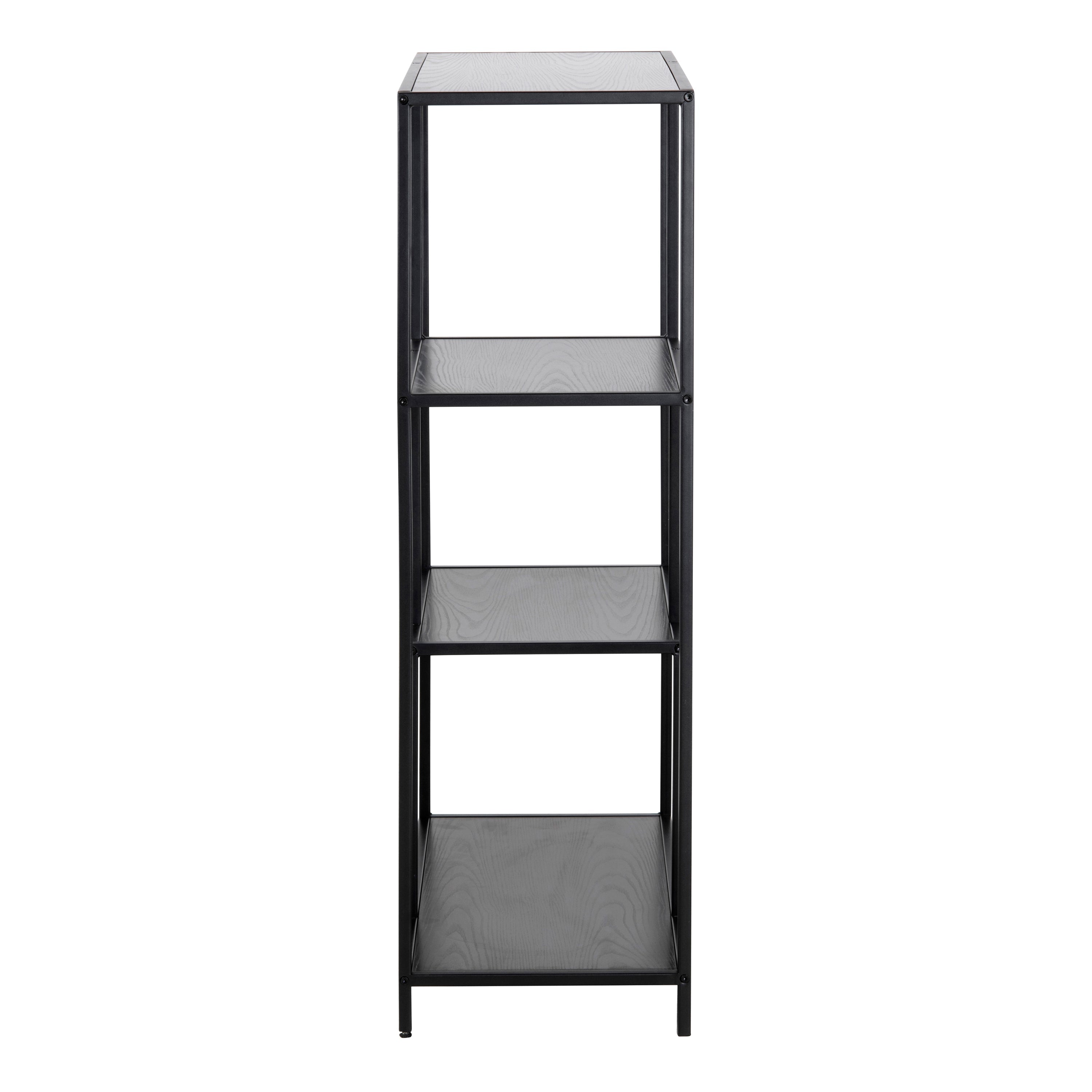 Seaford Black Metal Asymmetrical Bookcase with 3 Shelves