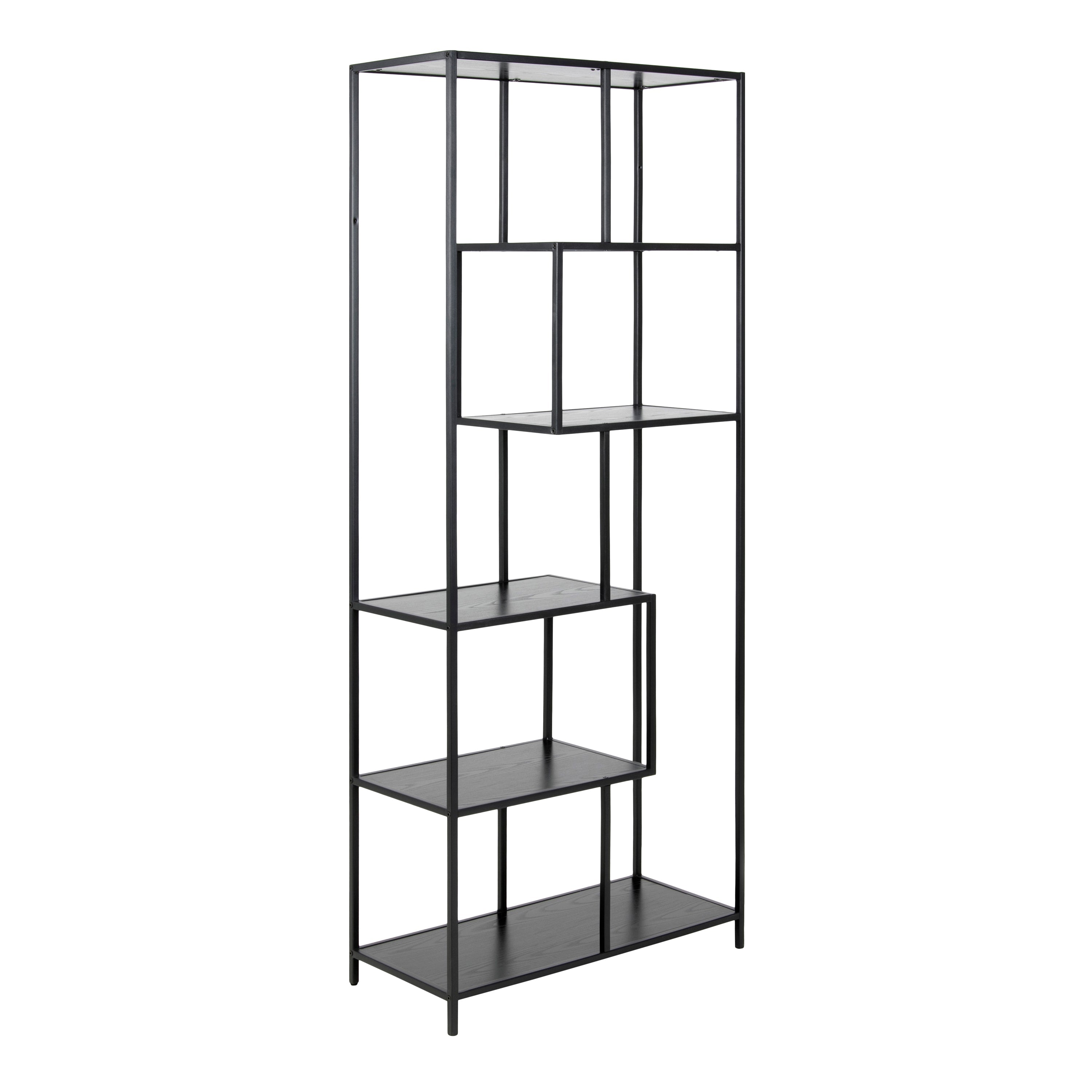 Seaford Tall Black Metal Bookcase with 5 Shelves