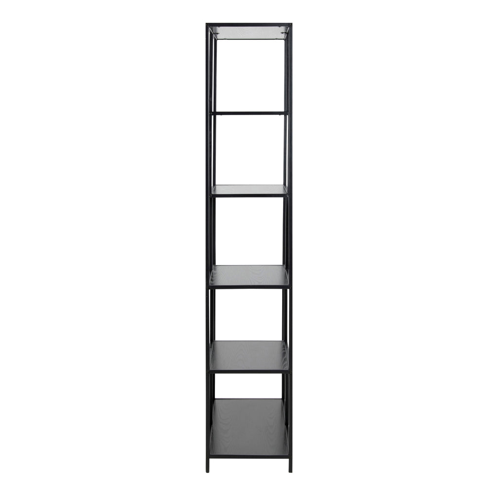 Seaford Tall Black Metal Bookcase with 5 Shelves