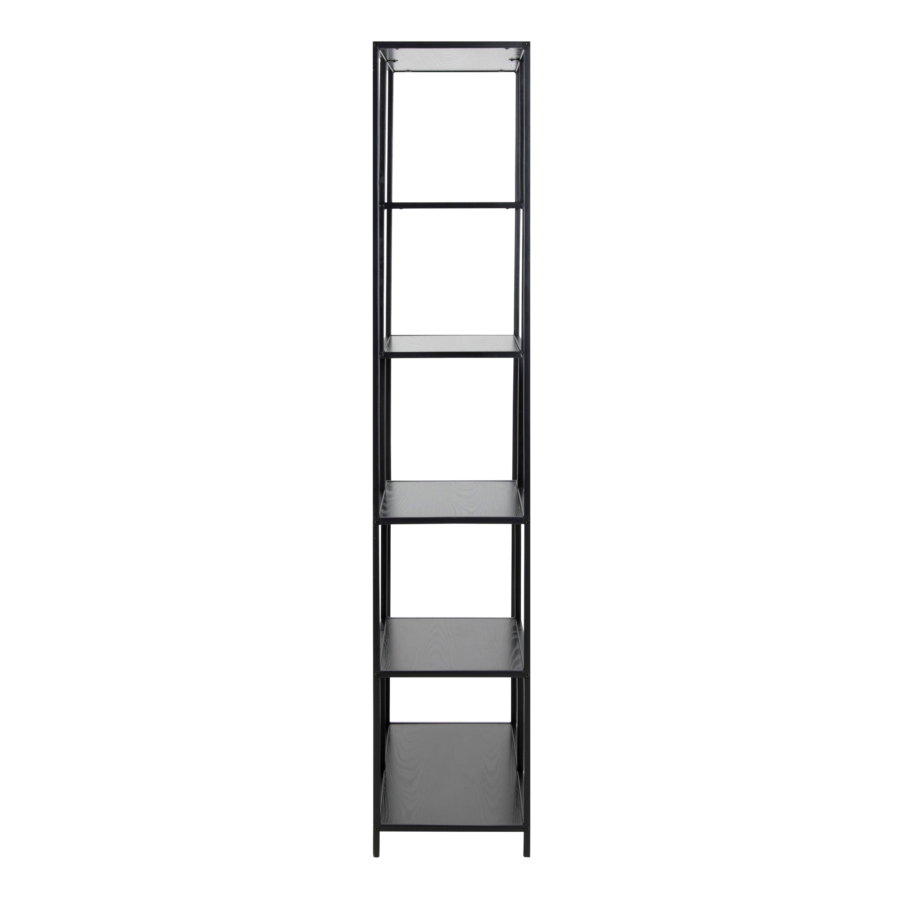 Seaford Tall Black Metal Bookcase with 5 Shelves