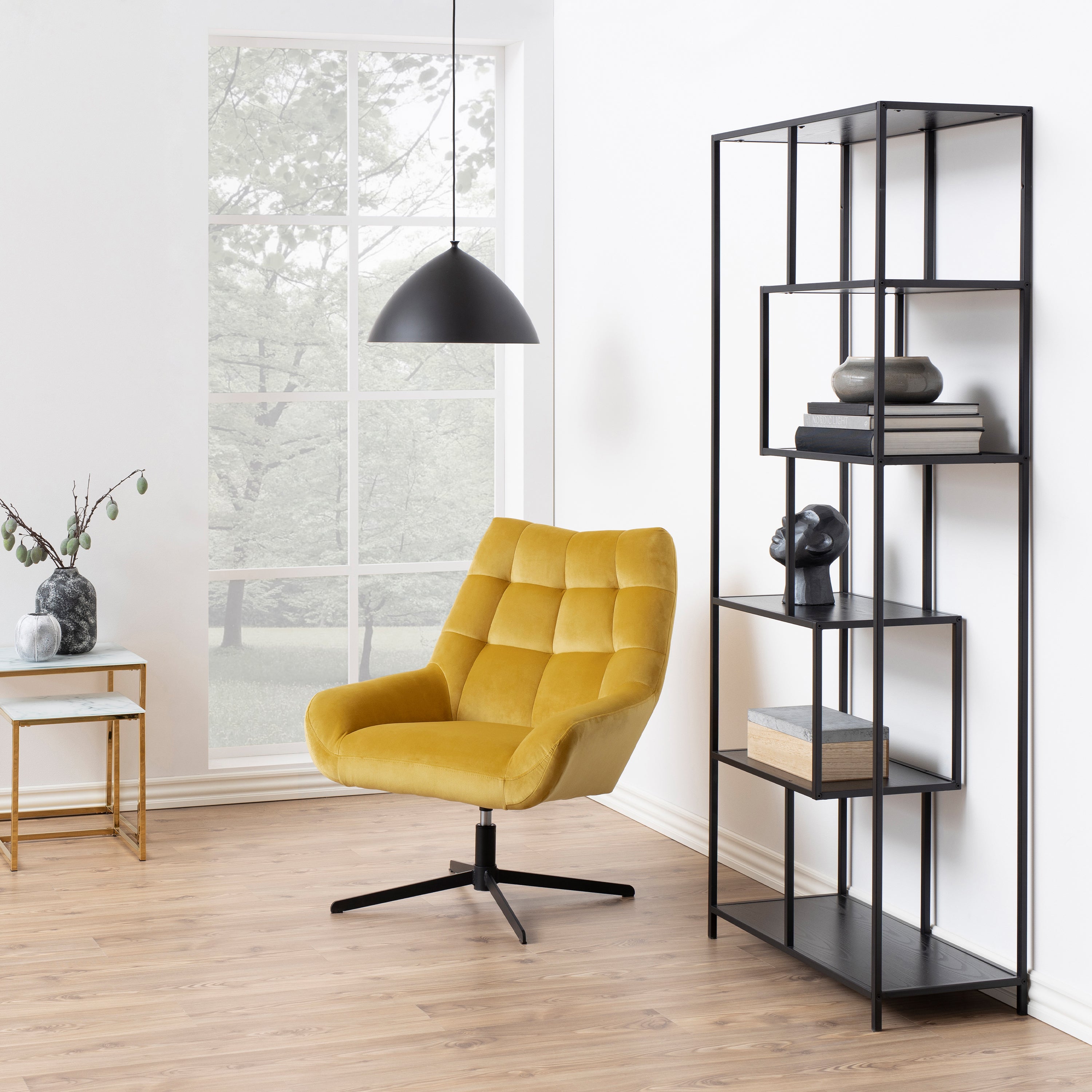 Seaford Tall Black Metal Bookcase with 5 Shelves