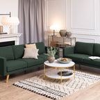 Alisma Round Coffee Table with White Crystal Clear Marble Glass Top & Gold Legs