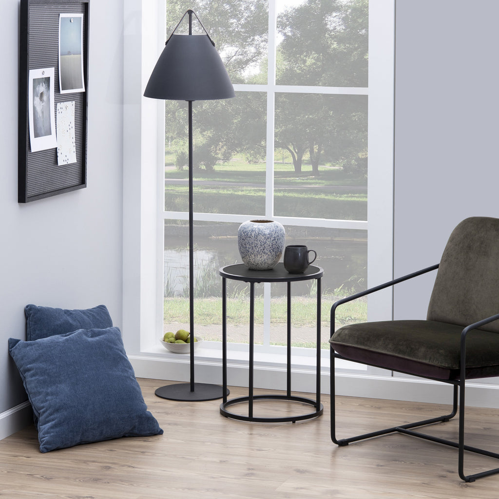 Seaford Black Metal Small Round Side Table with Top
