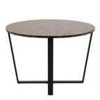 Amble Round Dining Table with Brown Marble Melamine Top & Black Legs