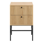 Albany 2 Drawer Bedside Table in Oak/Black Legs