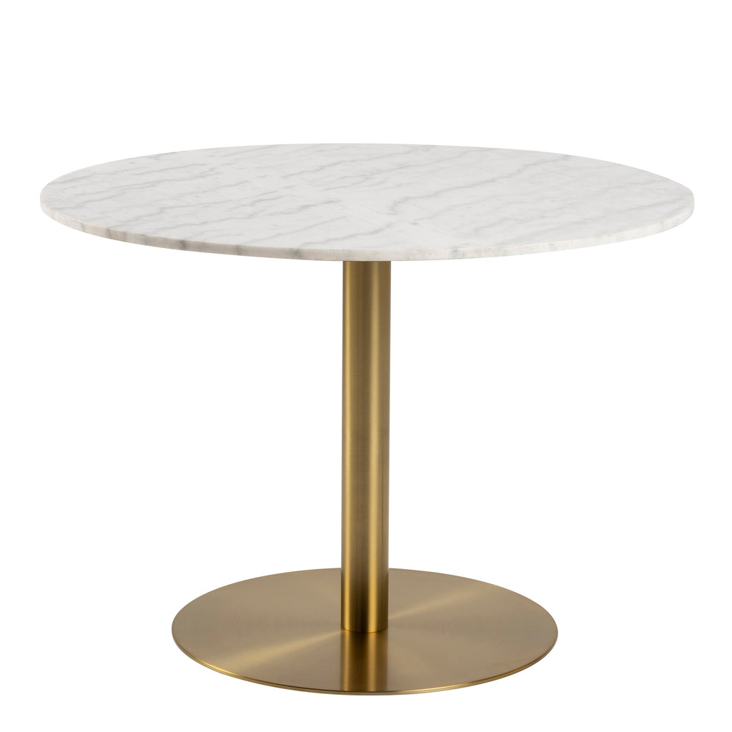 Corby Round Dining Table with White Polished Marble Top
