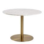 Corby Round Dining Table with White Polished Marble Top