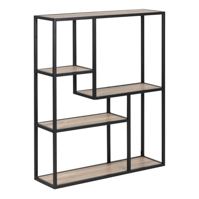 Seaford Black Metal Wall Shelf with 3 Additional Shelves