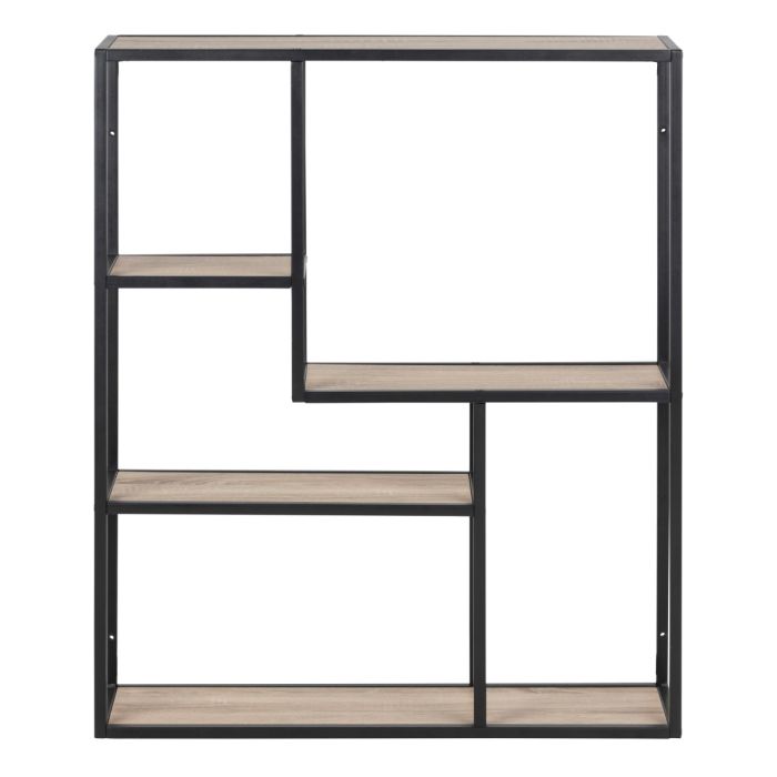 Seaford Black Metal Wall Shelf with 3 Additional Shelves