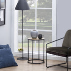 Seaford Black Metal Small Round Side Table with Top