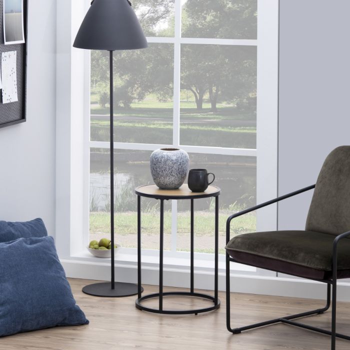 Seaford Black Metal Small Round Side Table with Top