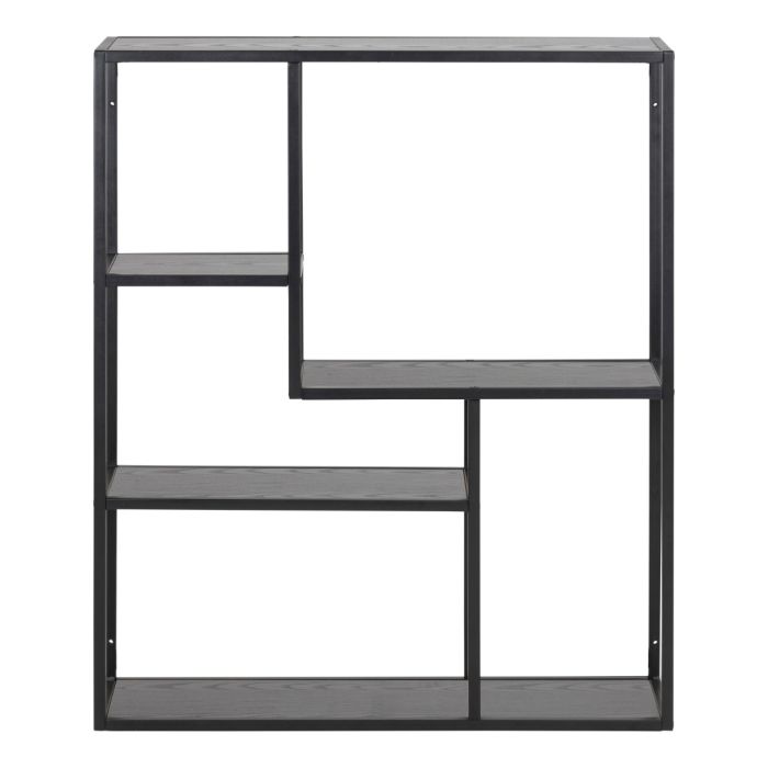 Seaford Black Metal Wall Shelf with 3 Additional Shelves