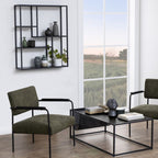 Seaford Black Metal Wall Shelf with 3 Additional Shelves