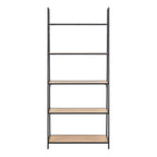 Seaford Black Metal Ladder Bookcase with 5 Oak Shelves