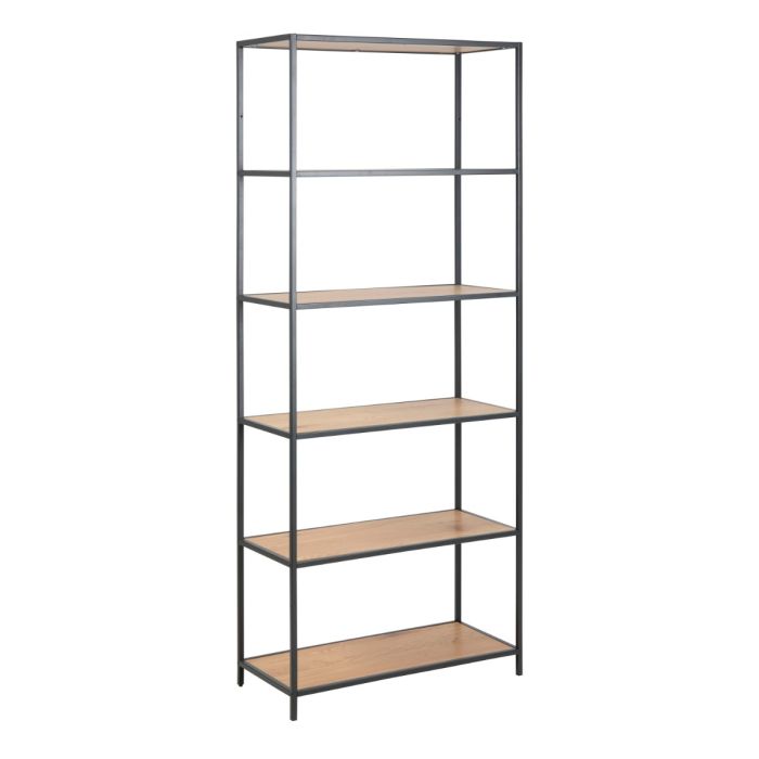 Seaford Tall Black Metal Bookcase with 5 Shelves
