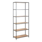 Seaford Tall Black Metal Bookcase with 5 Shelves
