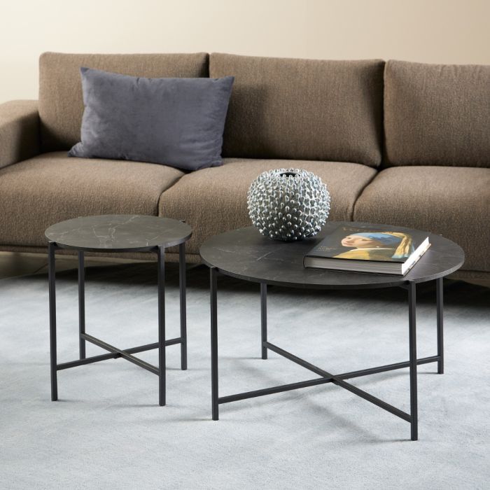 Lamoine Round Side Table in Matt Black