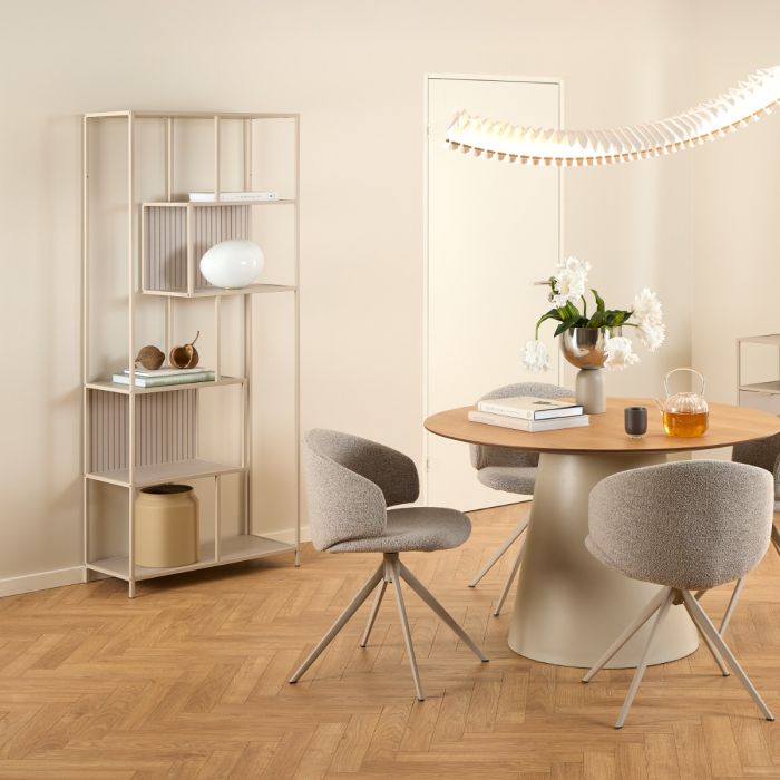 Seaford Tall Grey Metal Bookcase with 5 Shelves