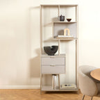 Seaford Tall Grey Metal 2 Drawer Bookcase with 4 Shelves