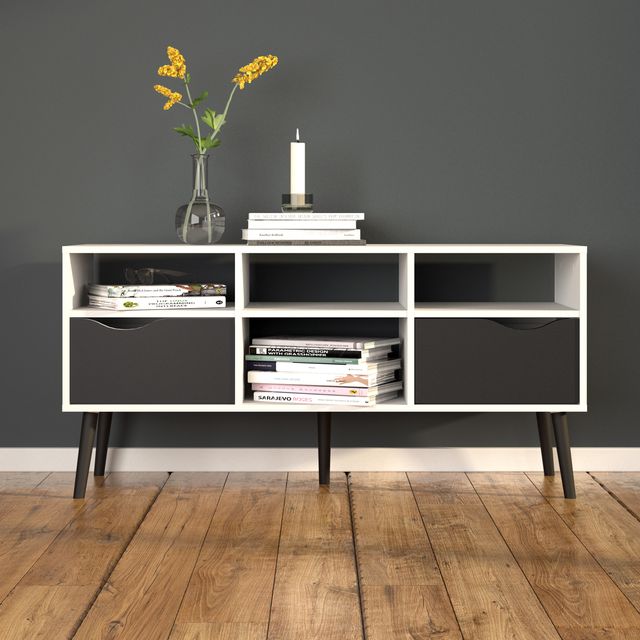 Oslo TV Unit Wide 2 Drawers 4 Shelves