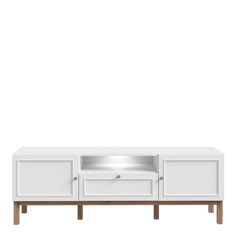 Wensley 2 Door 1 Drawer TV Unit in Light Grey and Oak inc LED Lighting