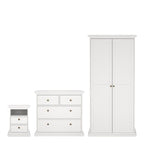 Paris Package - Bedside 2 Drawers + Chest of 4 Drawers + Wardrobe with 2 Doors