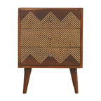 3 Drawer Brass Chevron Bedside